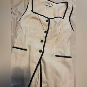 Bagatelle Linen-Blend Sleeveless Top with Black Trim